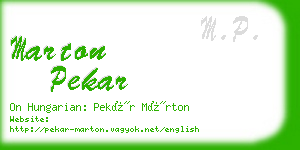 marton pekar business card